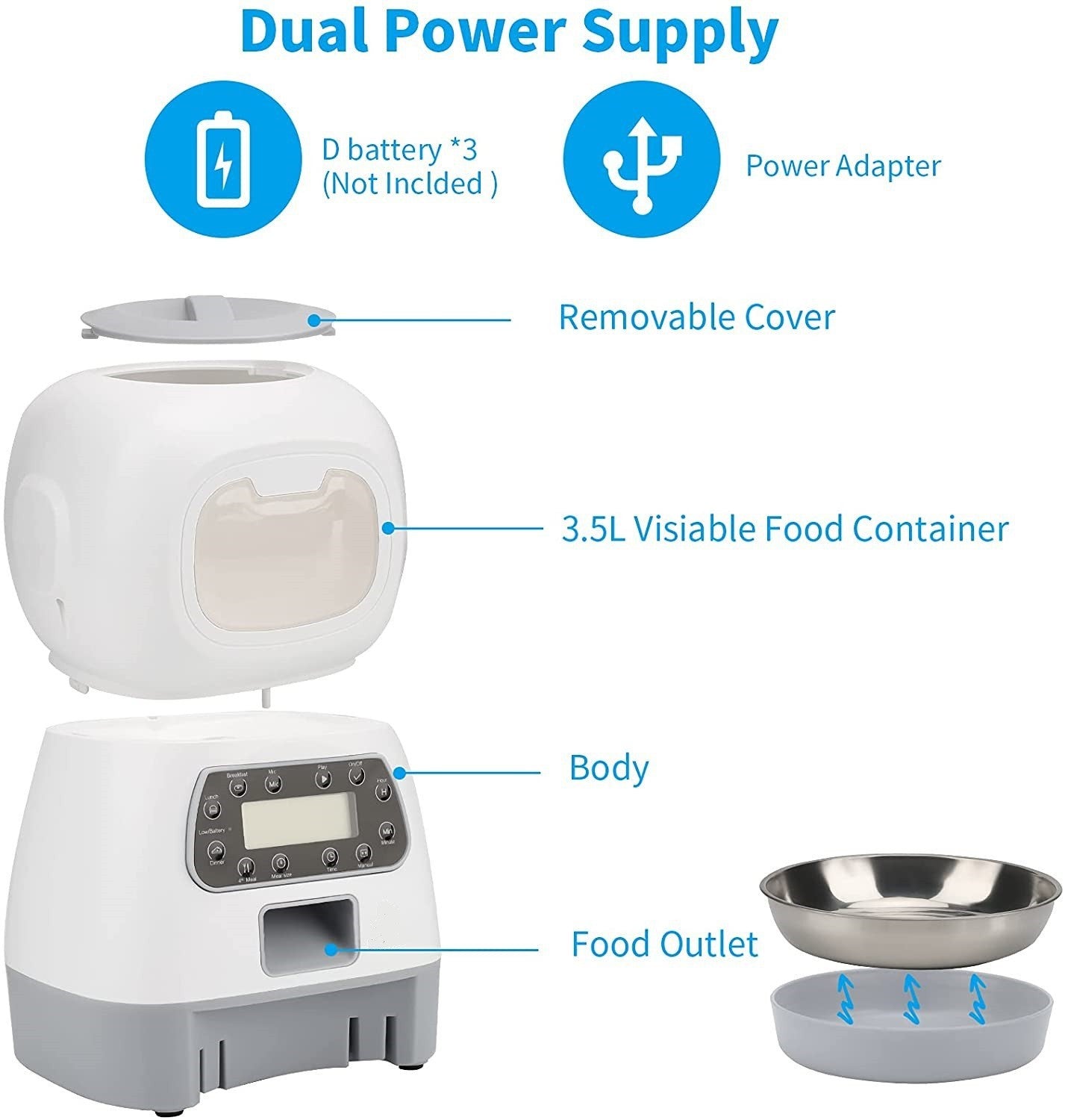 3.5L Elf Pet Feeder Wifi Automatic Feeder APP Smart Pet Feeder