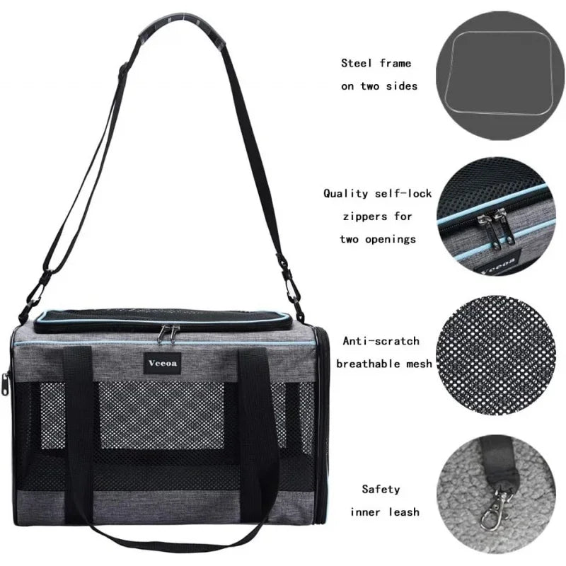 17.5x11x11 Inches Cat, Dog Carrier Pets Up to 16 Lbs, Soft-Sided Cat Bag Animal Carriers Travel Puppy Carry As a Toy of Fabr